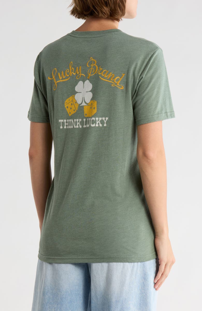 Lucky Brand Think Lucky Embroidered T-Shirt, Alternate, color, Laurel Wreath