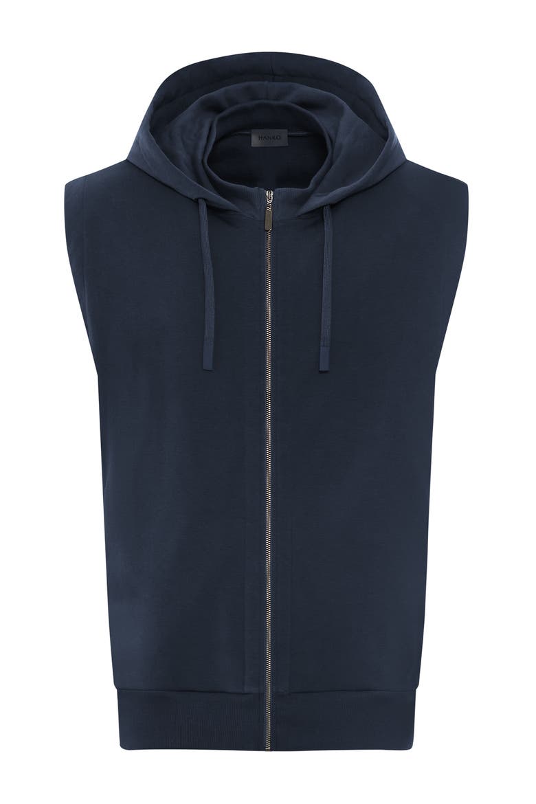 Natural Living Hooded French Terry Zip-Up Vest, Main, color, Deep Navy