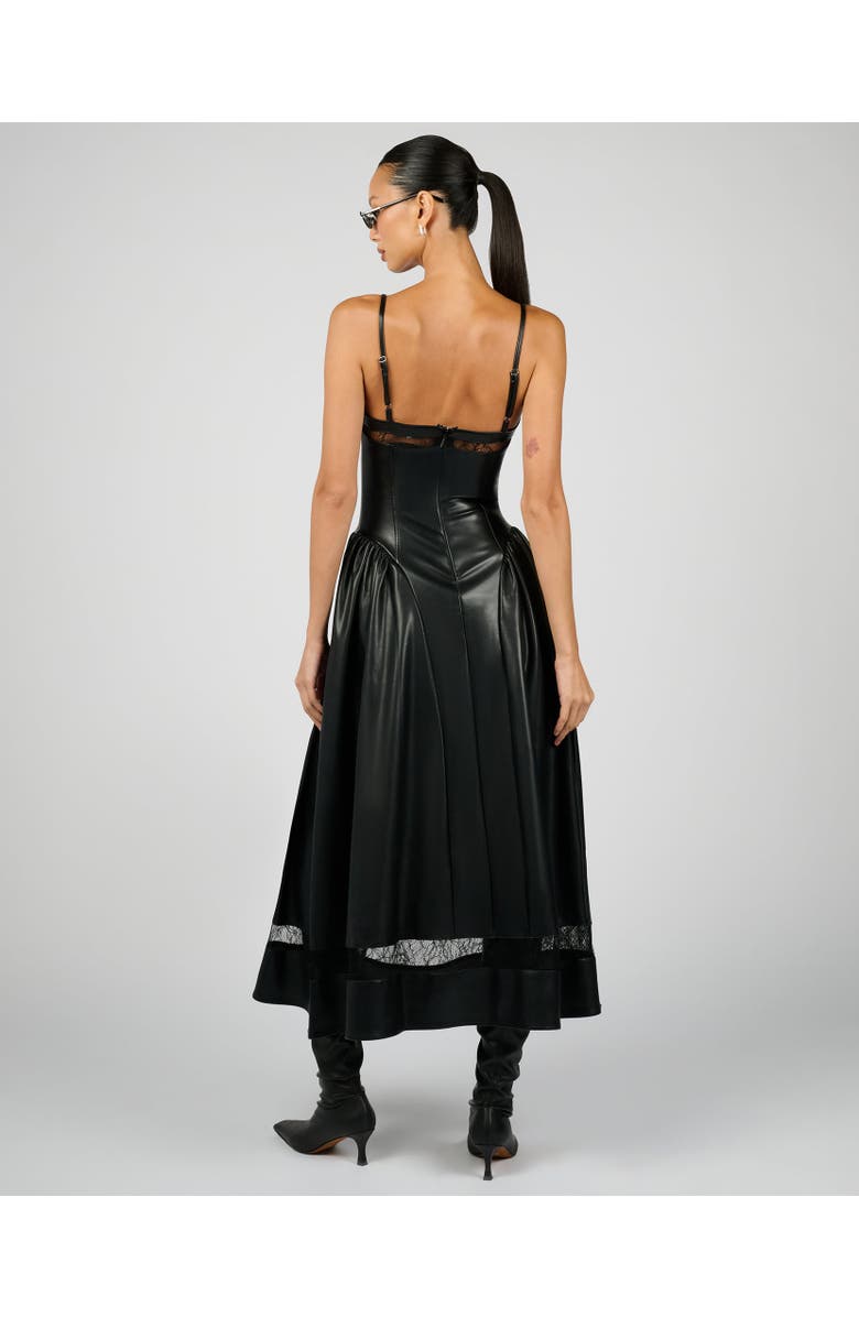 WeWoreWhat Lace Panel Corset Midi Dress, Alternate, color, Black