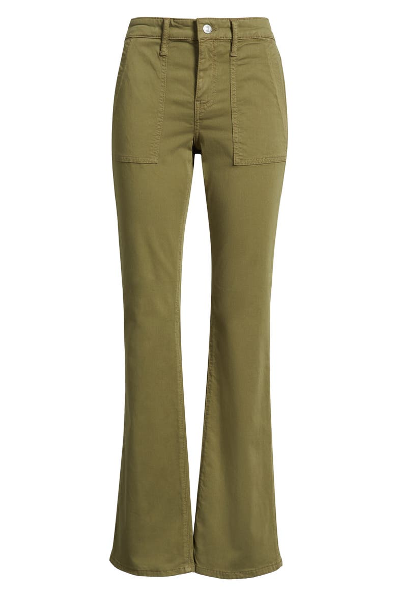 Vicky Patch Pocket Mid Rise Bootcut Sateen Pants, Alternate, color, DARK OLIVE SATEEN