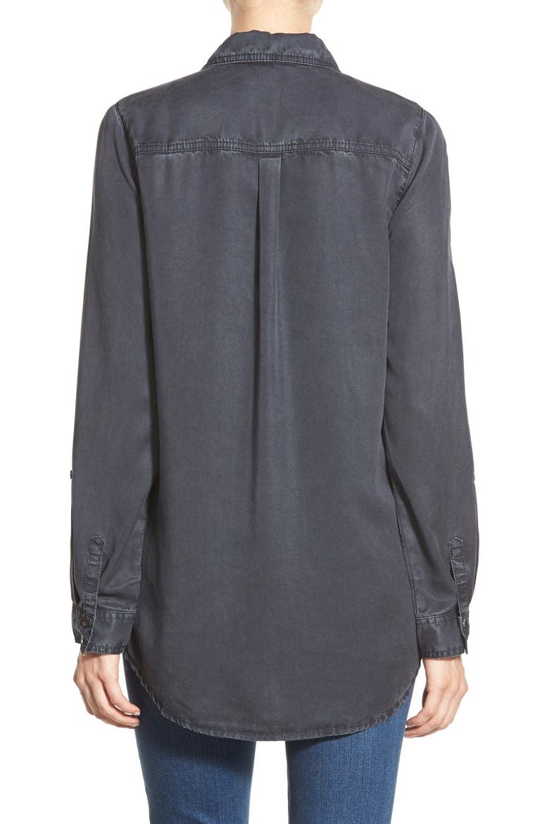 Denim Chambray Tunic Shirt, Alternate, color, GREY EBONY
