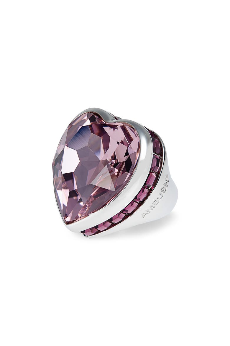 Big Heart Sterling Silver Ring, Main, color, SILVER PINK