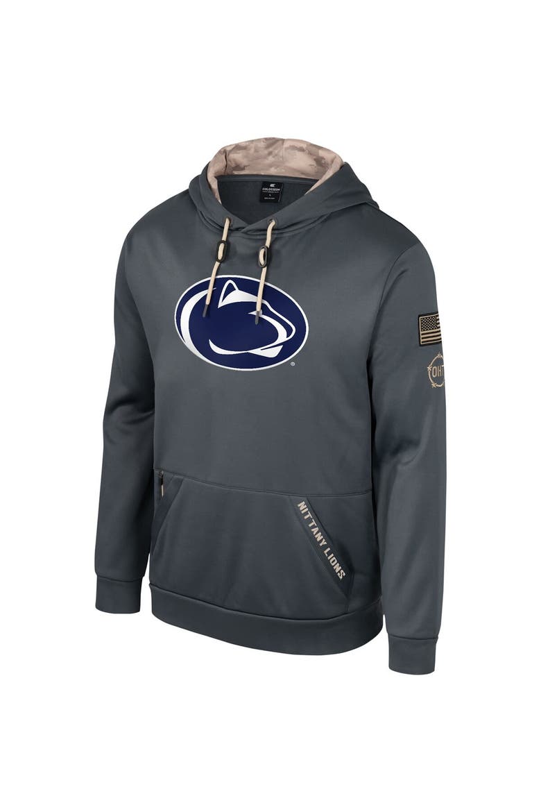 Men's Colosseum Charcoal Penn State Nittany Lions OHT Military Appreciation Pullover Hoodie, Alternate, color, Charcoal