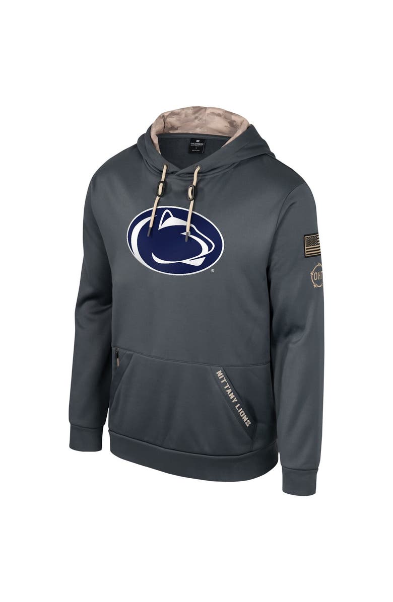 COLOSSEUM Men's Colosseum Charcoal Penn State Nittany Lions OHT Military Appreciation Pullover Hoodie, Alternate, color, 
