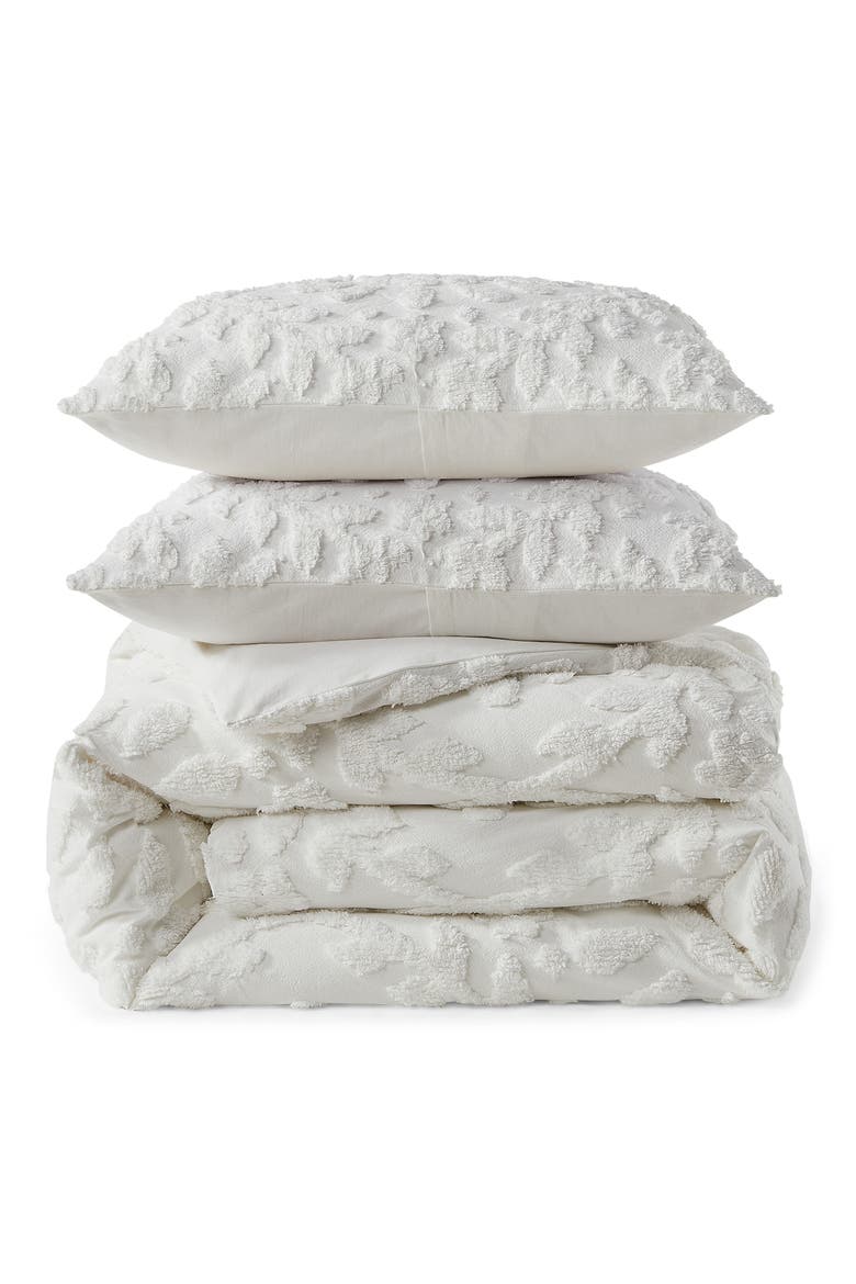 Chenille Laurel Comforter & Shams Set, Main, color, WHITE