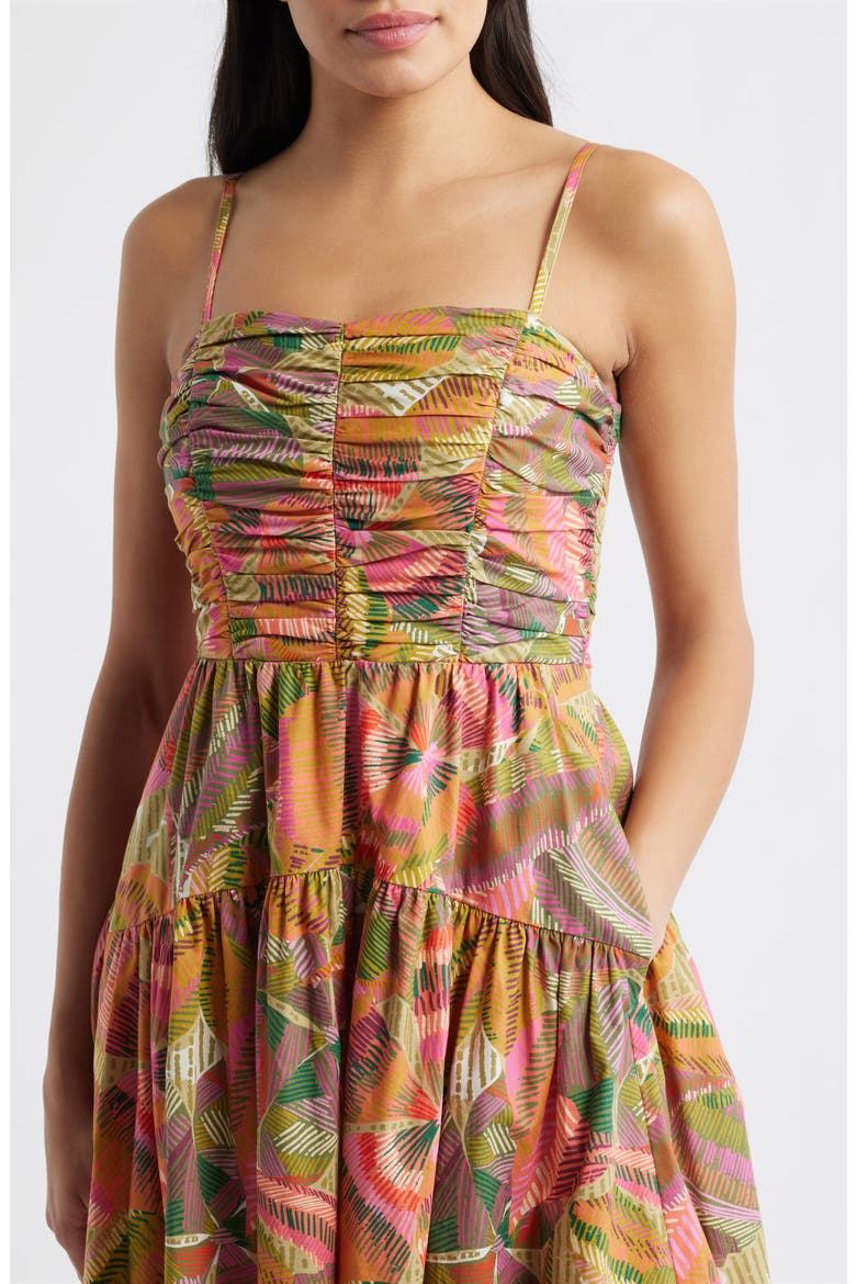 Pleated Cotton Poplin Maxi Sundress, Alternate, color, GREEN MULT