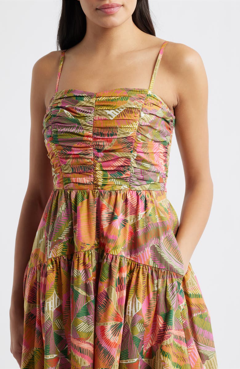 Vince Camuto Pleated Cotton Poplin Maxi Sundress, Alternate, color, Green Mult