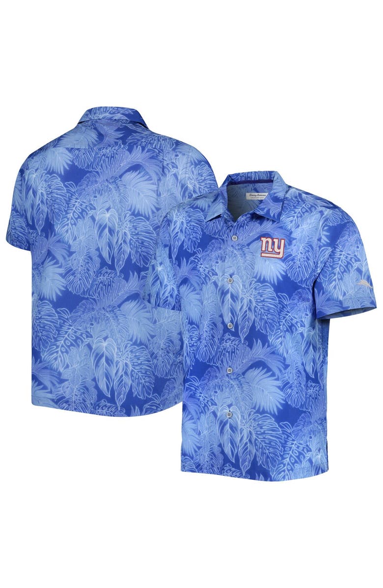 Tommy Bahama Men's Tommy Bahama Royal New York Giants Big & Tall Bahama Coast Luminescent Fronds Camp IslandZone Button-Up Shirt, Main, color, Blue