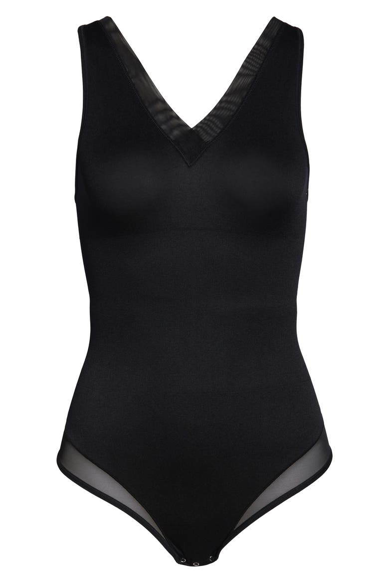 Stevie Seamless Shaping Thong Bodysuit, Alternate, color, BLACK