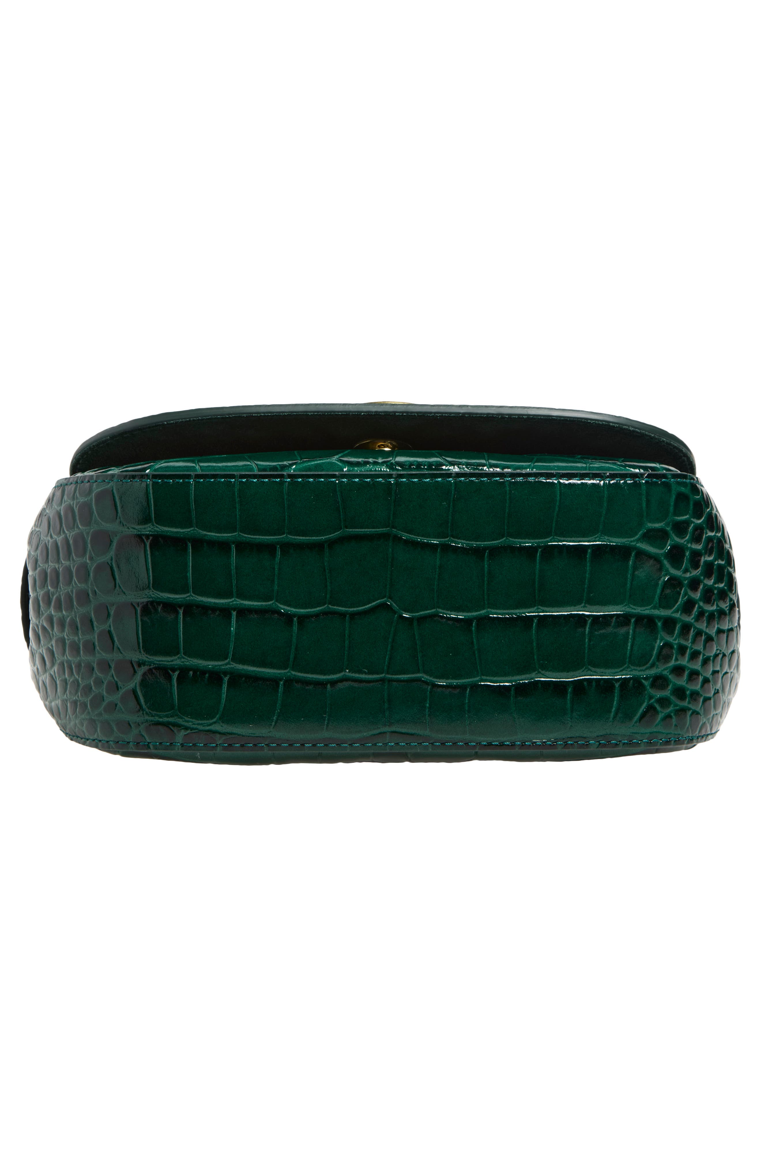 Small Amberley Croc Embossed Leather Satchel, Alternate, color, EMERALD