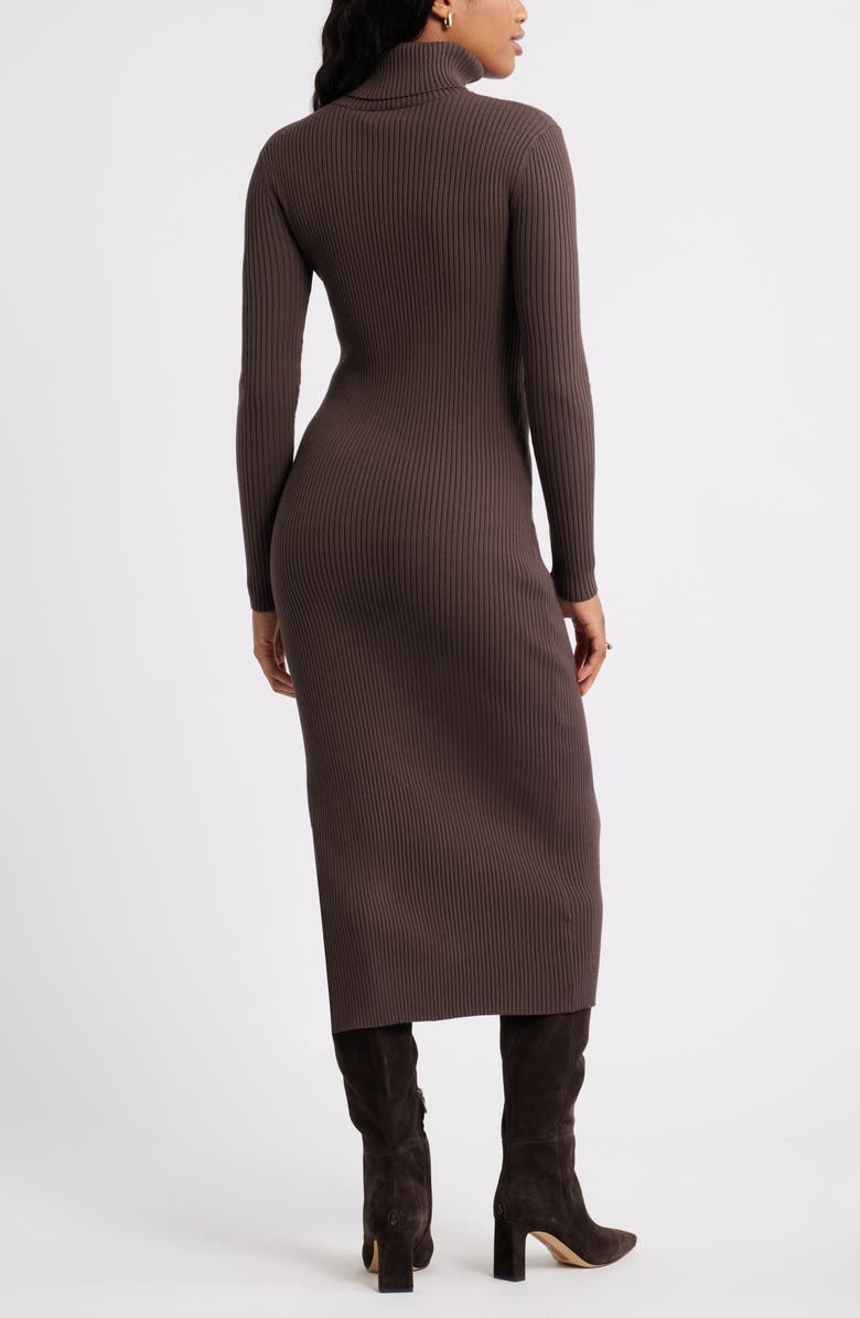 Rib Long Sleeve Turtleneck Sweater Dress