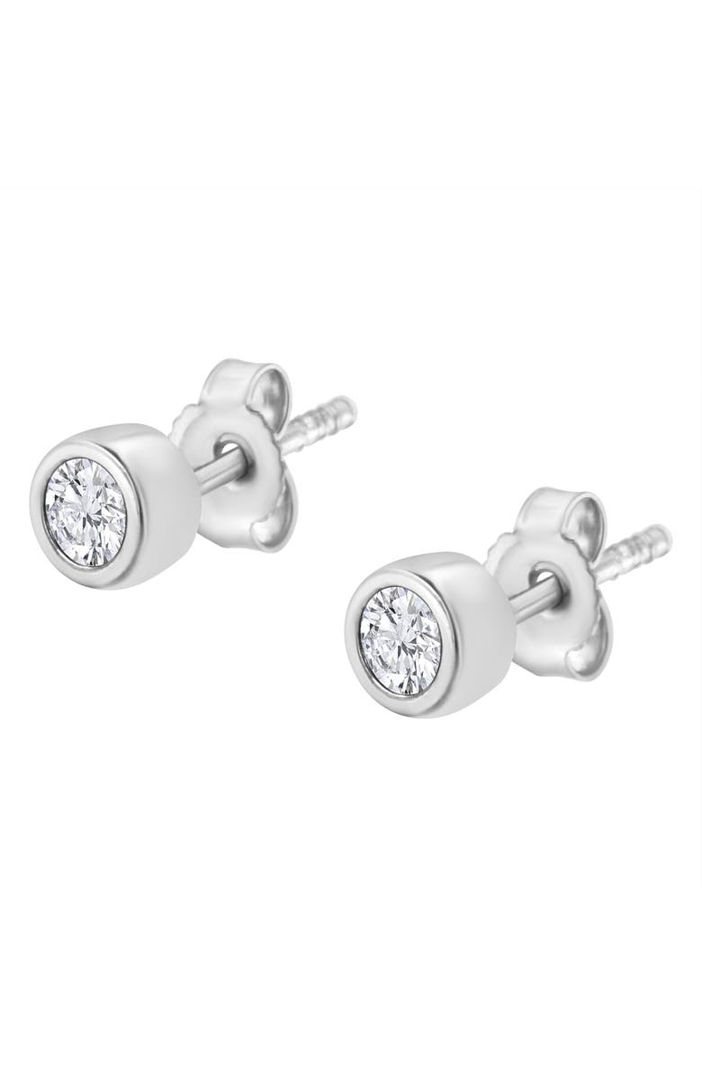 Haus of Brilliance 10K White Gold 1/5 Ct Near Colorless Diamond Bezel- Stud Earrings, Alternate, color, White