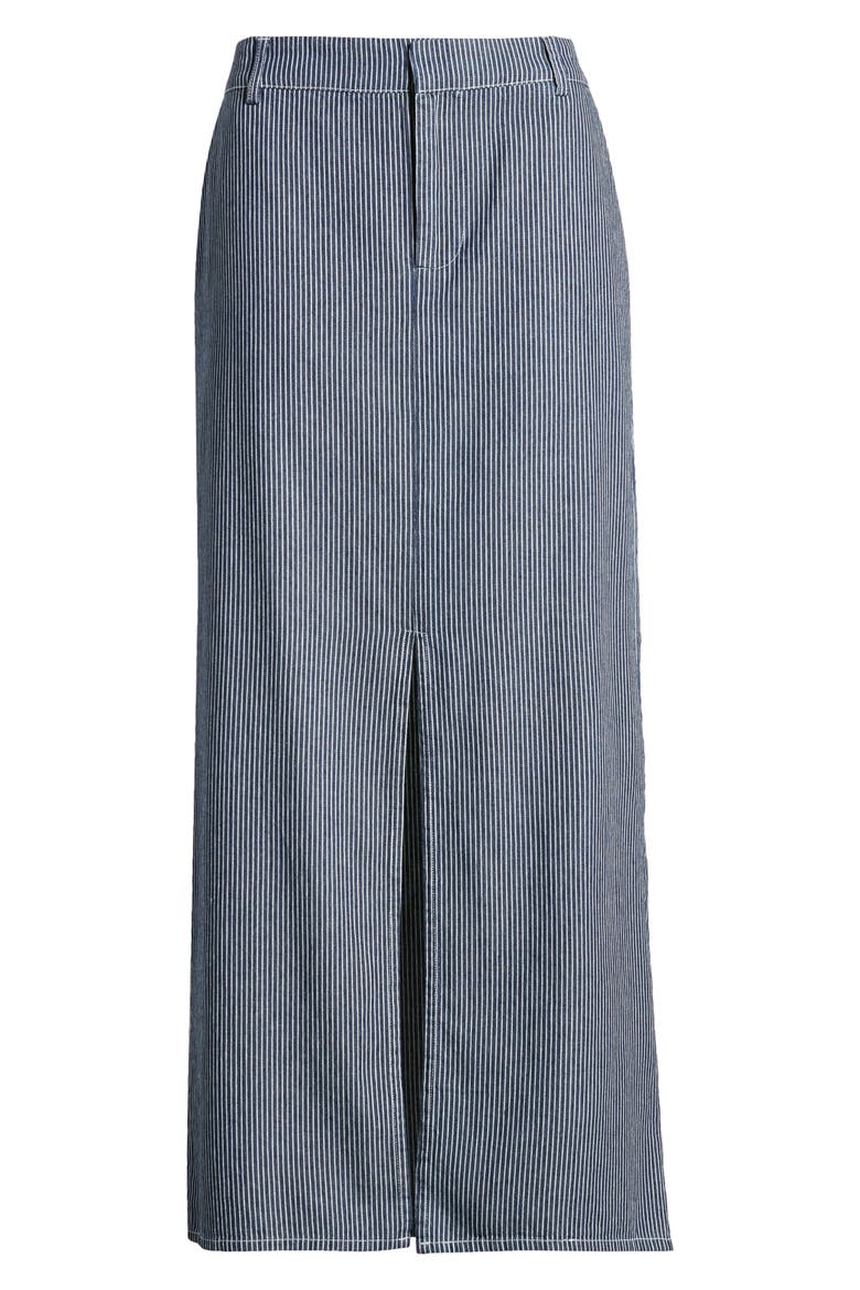 Blink Pinstripe Twill Maxi Skirt, Alternate, color, NAVY BLAZER STRIPES WHITE