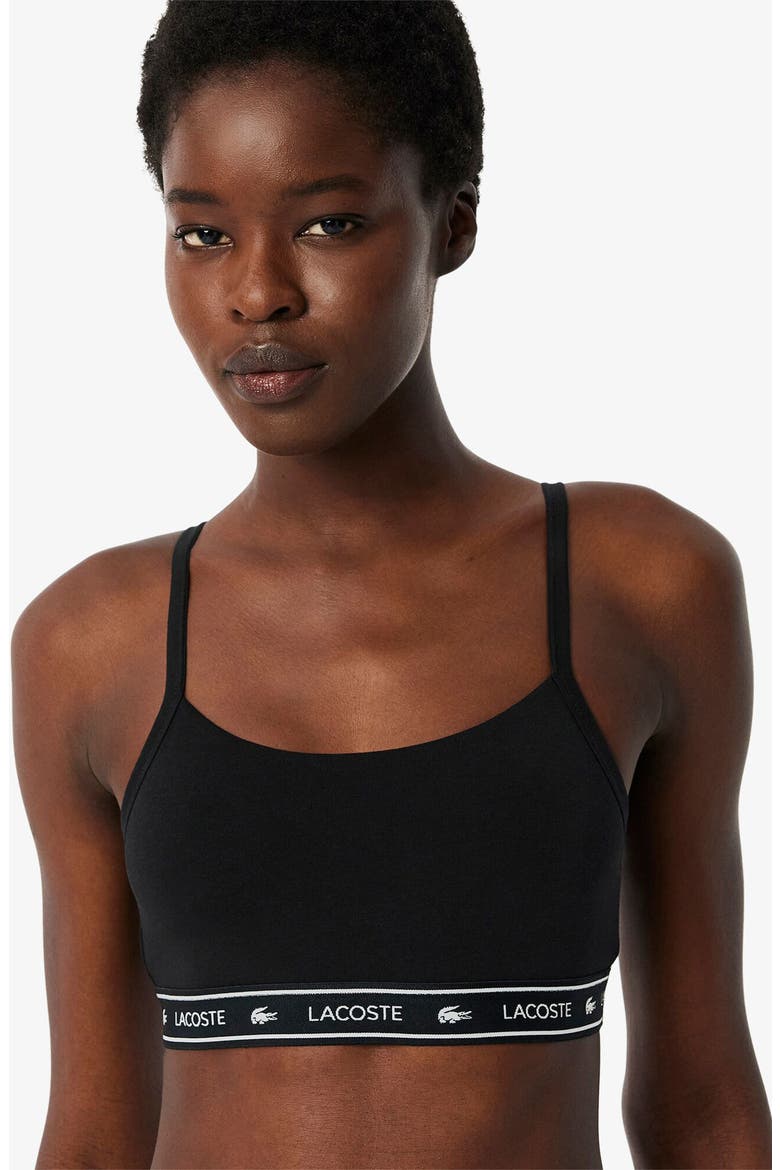Stretch Cotton Bralette, Alternate, color, BLACK