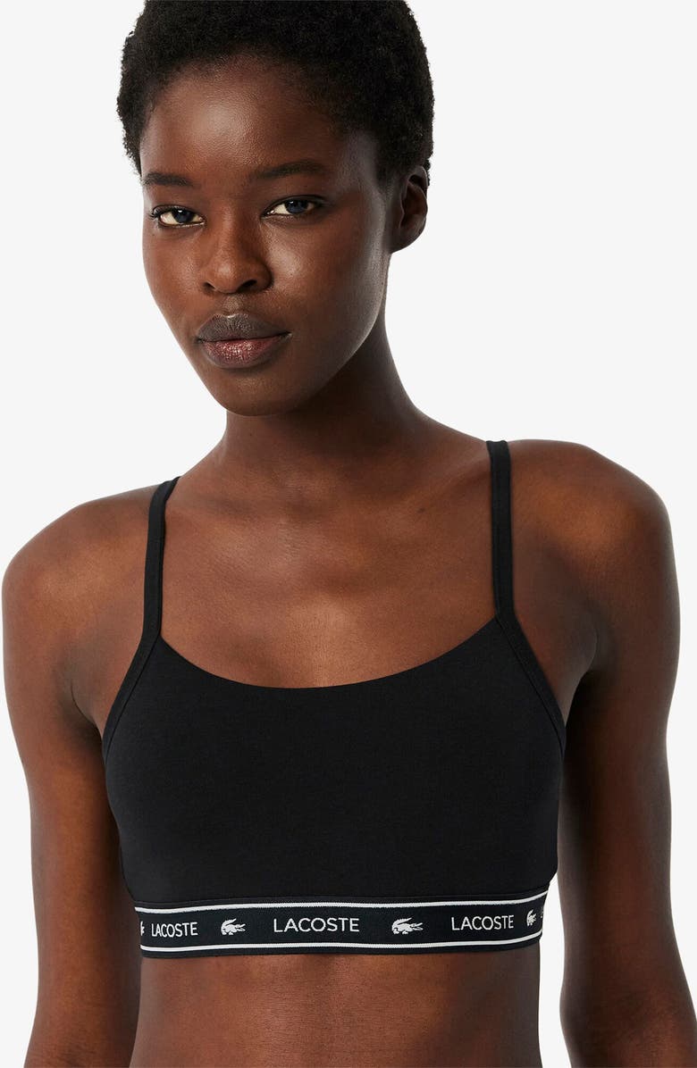 Lacoste Stretch Cotton Bralette, Alternate, color, Black