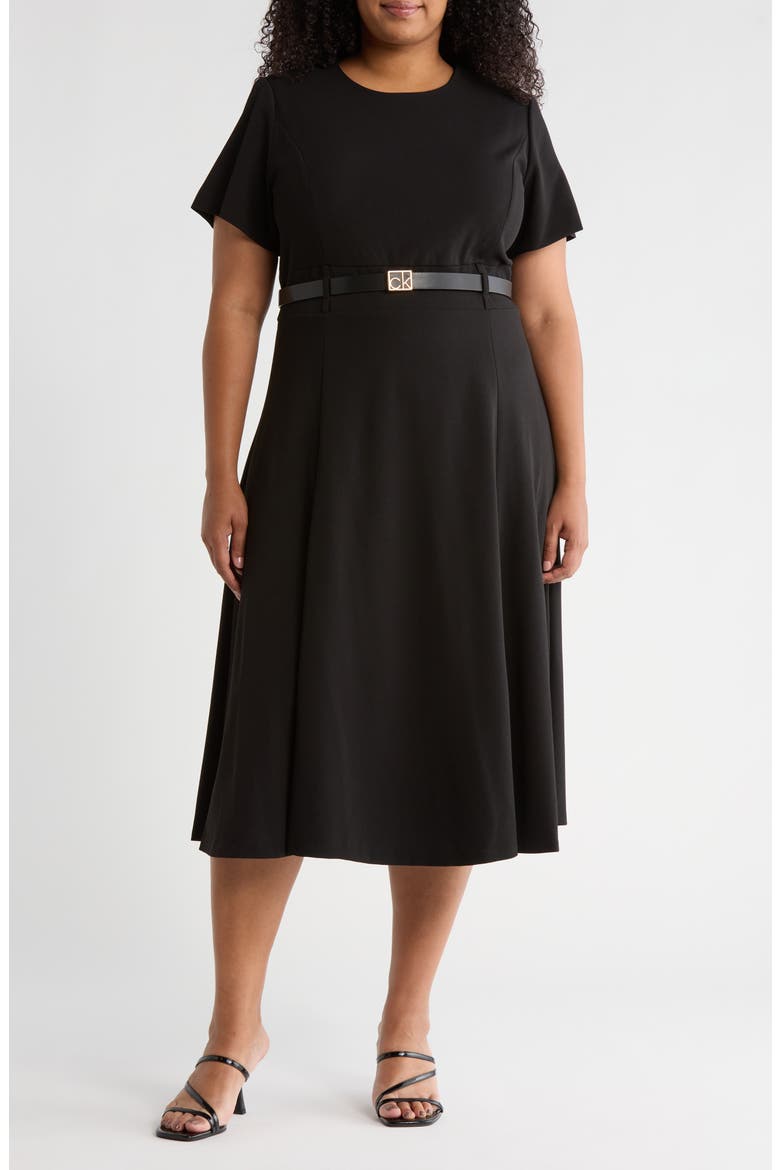 calvin klein belted a line midi dress NWT Calvin Klein Sleeveless Midi A-Line Dress Green Belted Exposed back zip Sz 8