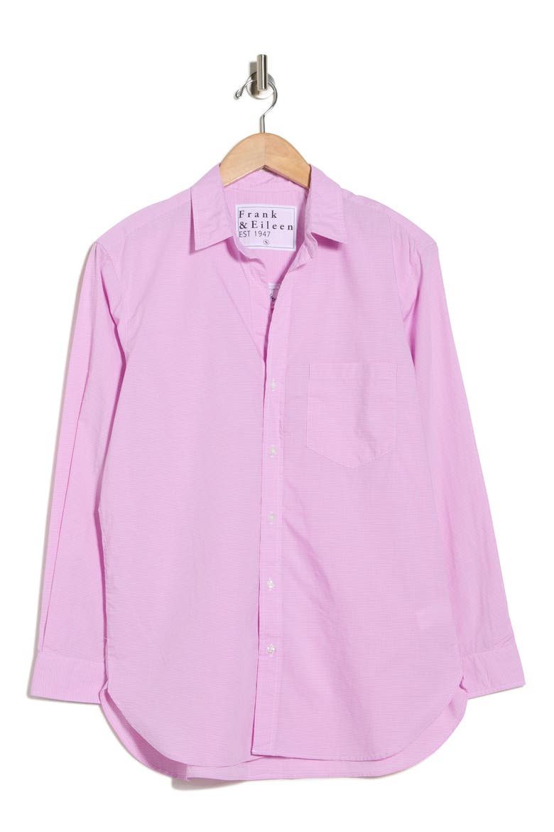 Relaxed Fit Cotton Button-Up Shirt, Alternate, color, HOT PINK PLAID