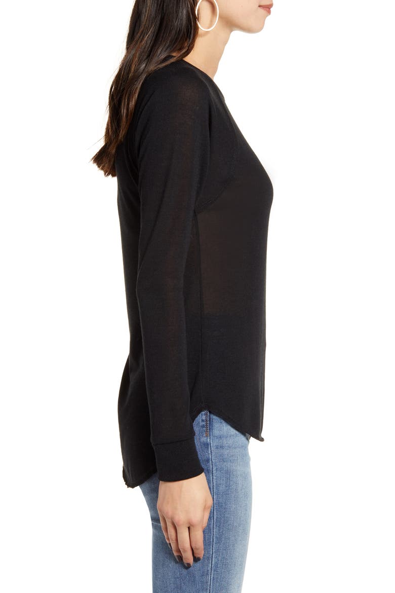 Curved Hem Tee, Alternate, color, BLACK