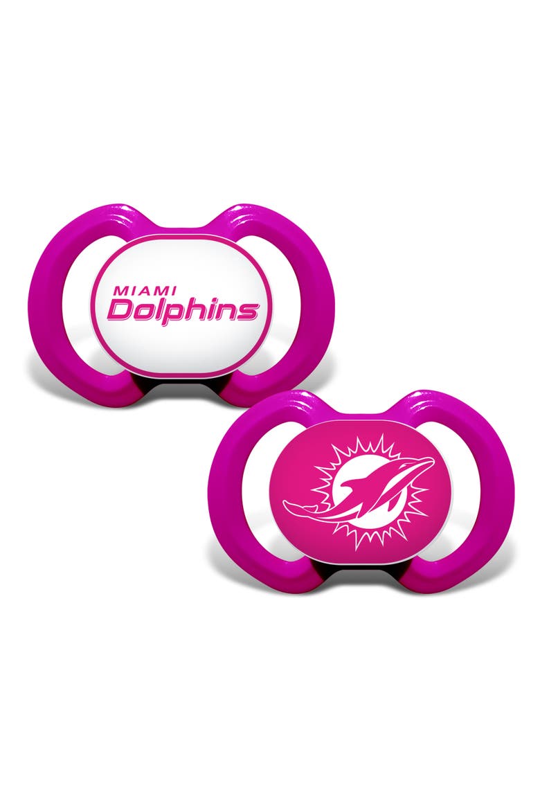 Miami Dolphins Pink Pacifier 2-Pack, Main, color, Multicolor
