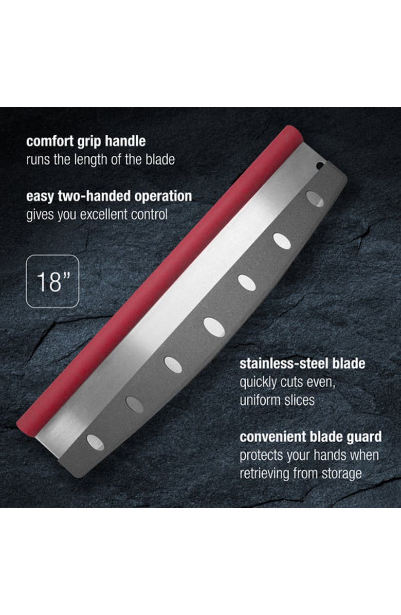 Old Stone Pizza Rocker with Comfort Grip Handle, 18-Inch, Alternate, color, Red/Silver