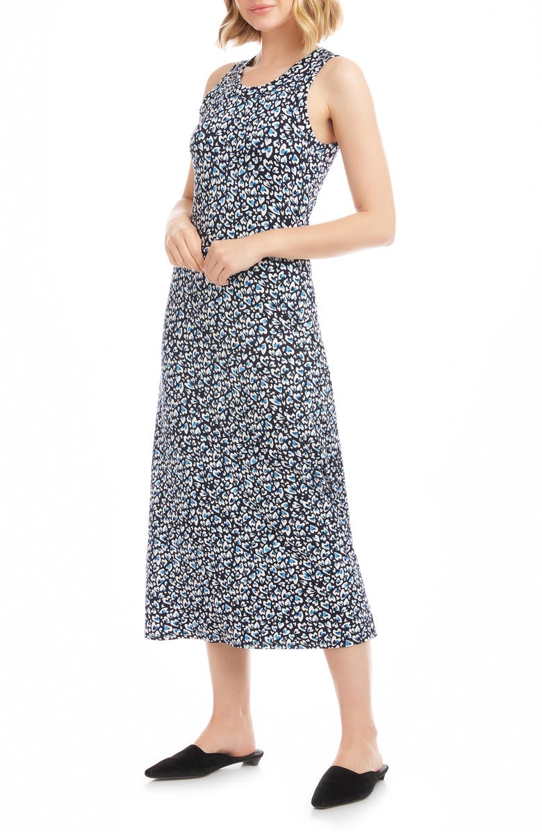 Karen Kane Painted Heart Print Sleeveless Midi Dress, Alternate, color, Print