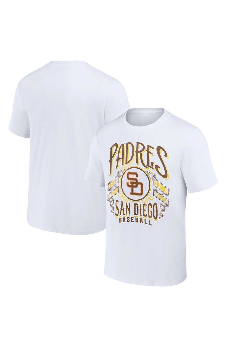 Darius Rucker Collection by Fanatics Men's Darius Rucker Collection by Fanatics White San Diego Padres Distressed Rock T-Shirt, Main, color, 