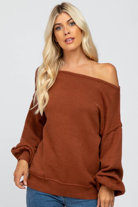 Boat Neck Bubble Sleeve Sweater