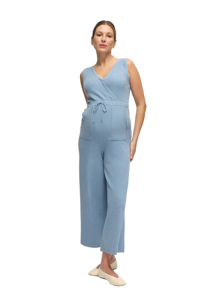 Luxe Sweater Maternity Jumpsuit, Main, color, Blue Gray