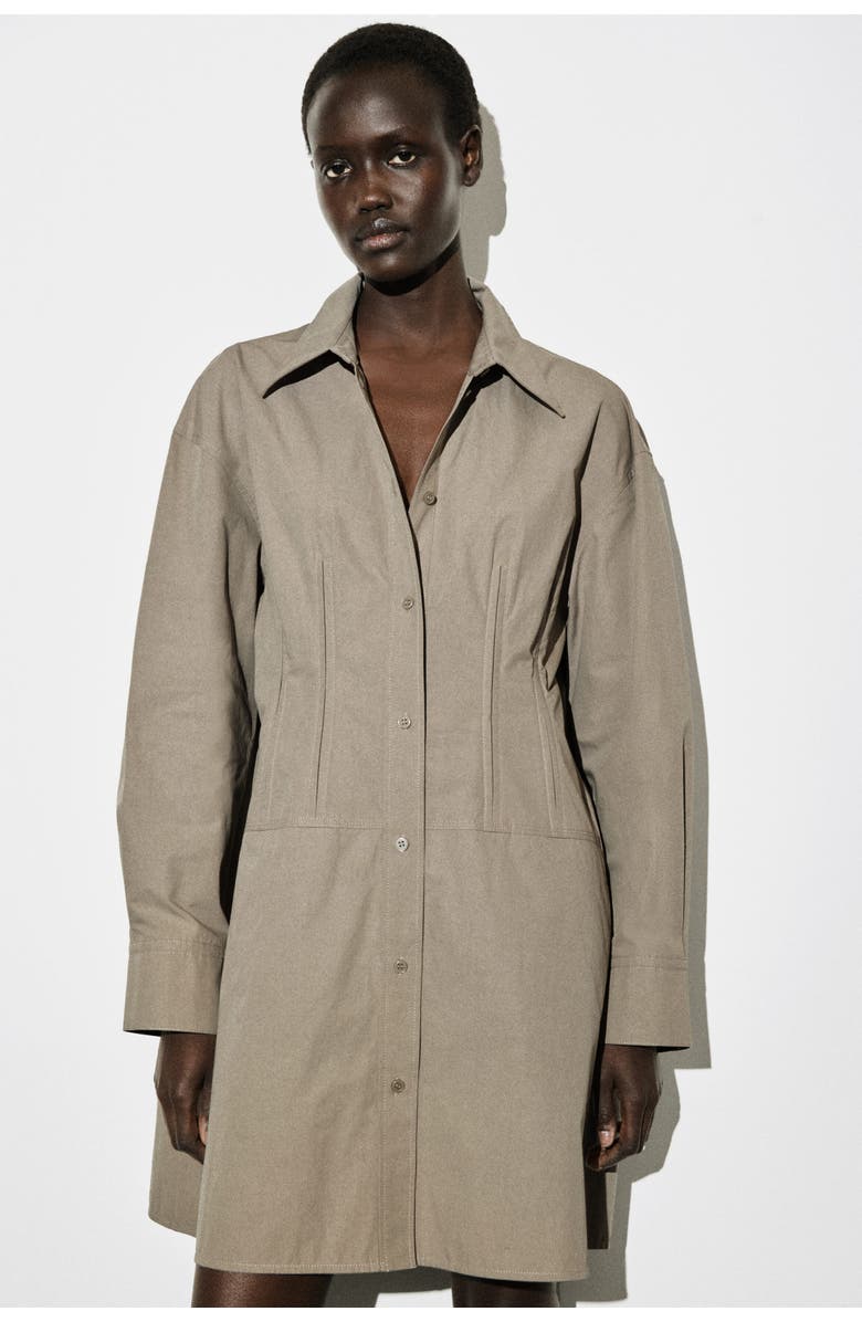 COS Waisted Cotton Shirt Dress, Alternate, color, Gray