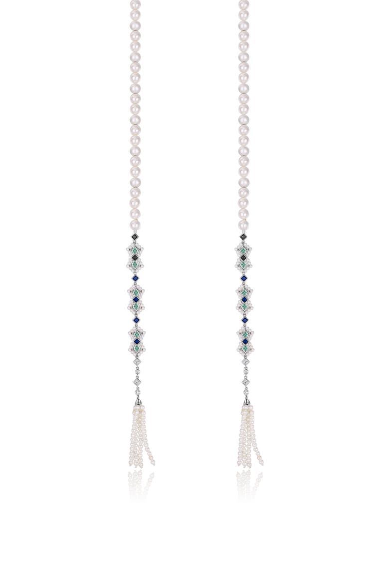 Art Deco Long Necklace, Alternate, color, Silver