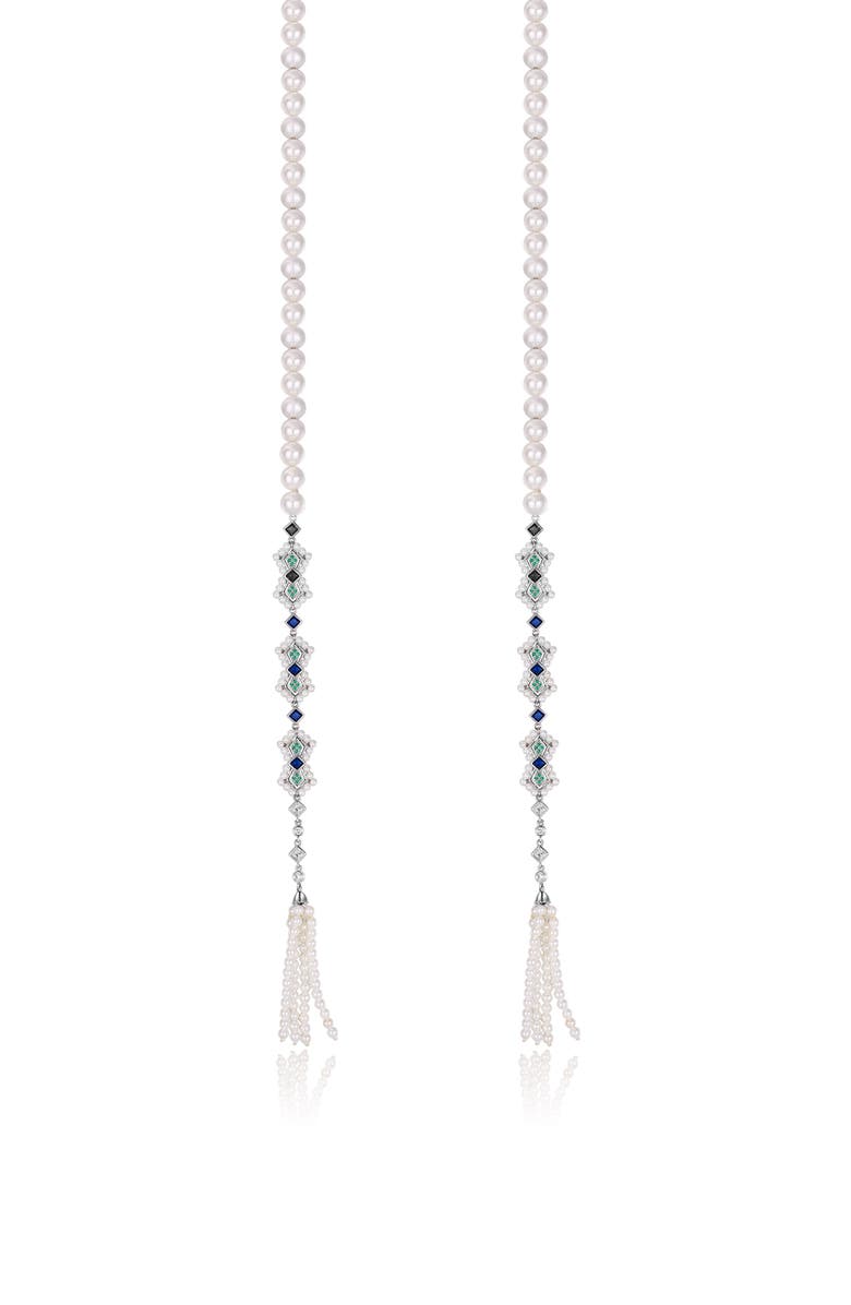 RETRO CHIC Art Deco Long Necklace, Alternate, color, Silver