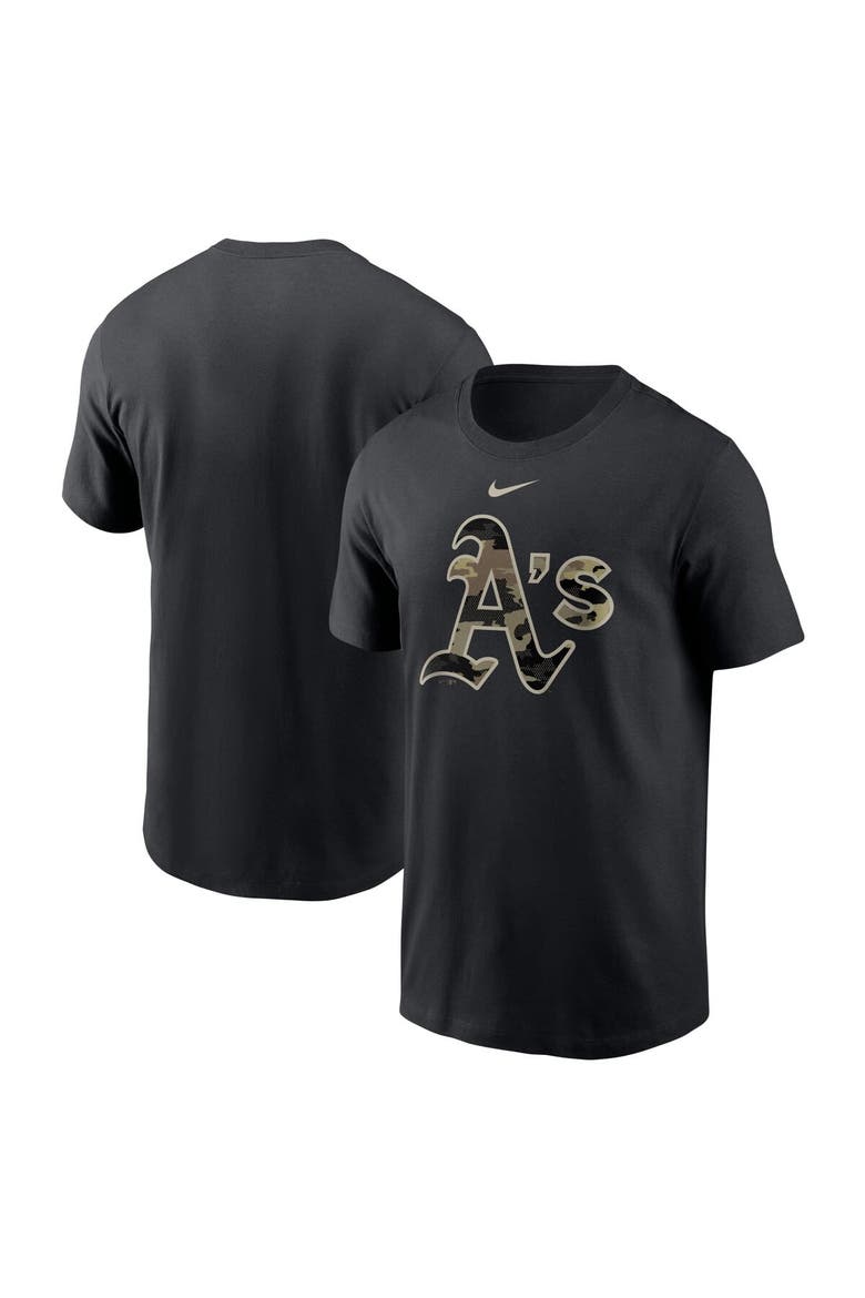 Men's Nike Black Oakland Athletics Team Camo Logo T-Shirt, Main, color, Black
