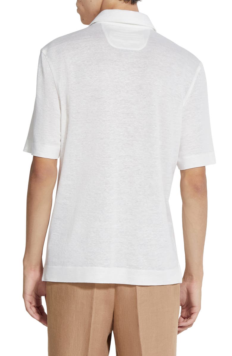 ZEGNA Linen Polo, Alternate, color, Bianco Zegna