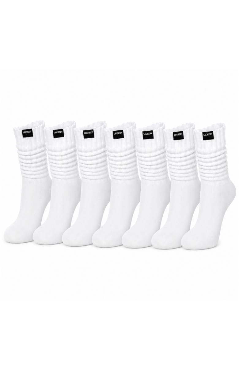 LECHERY<sup>®</sup> 7-Pack Scrunch Slouchy Retro Boot Gym Sports Socks, Main, color, White