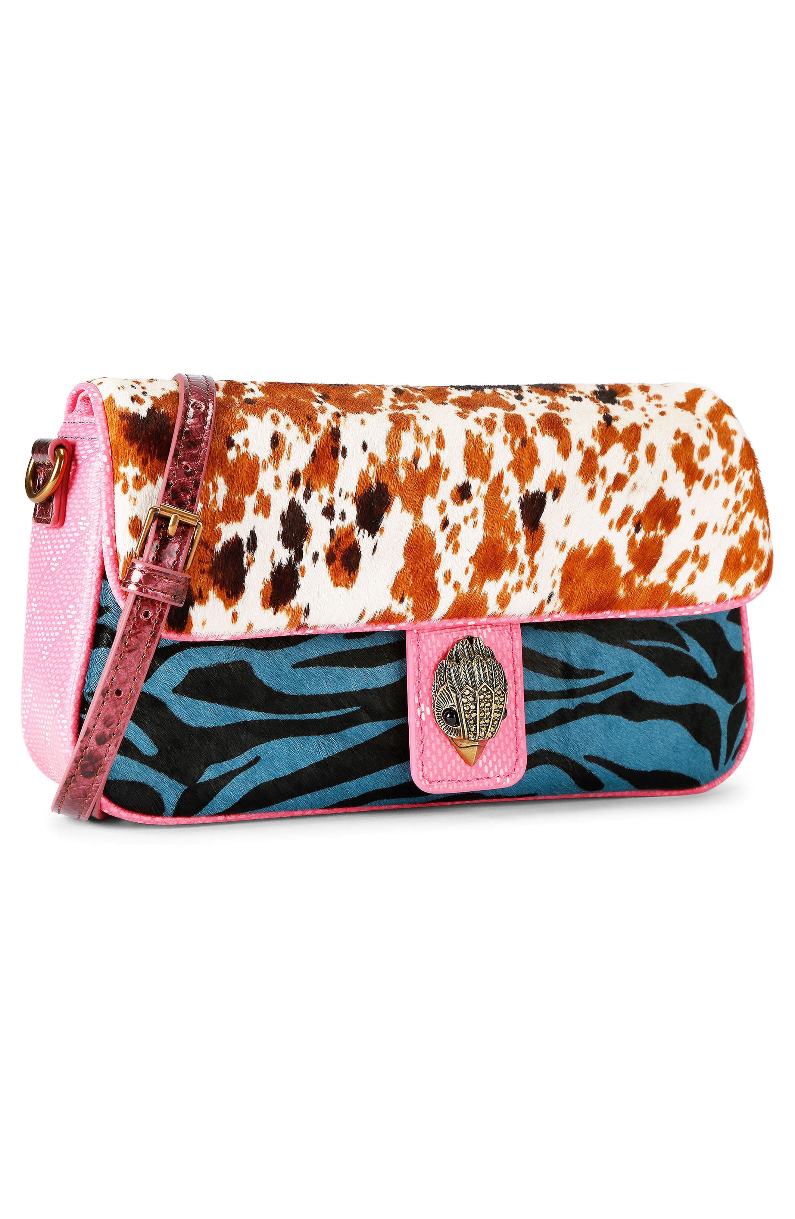 Kurt Geiger London Camden Flap Genuine Calf Hair & Leather Shoulder Bag, Alternate, color, 