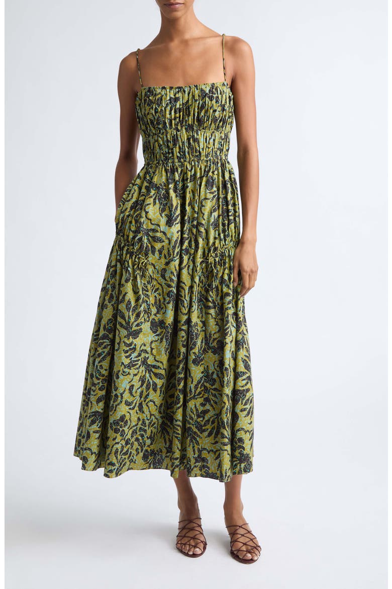 Vidri Midi Cotton Dress, Main, color, CHARTREUSE