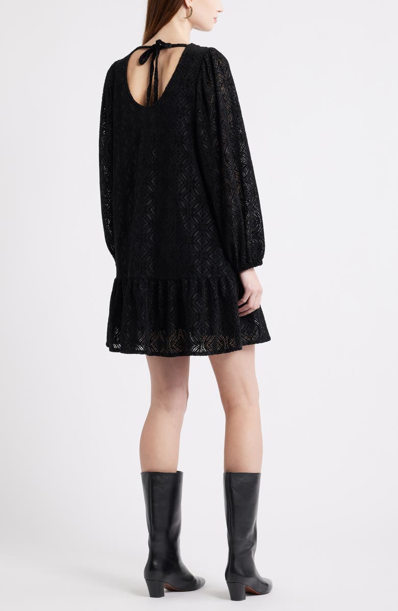 Treasure & Bond Long Sleeve Drop Waist Chenille Minidress, Alternate, color, Black