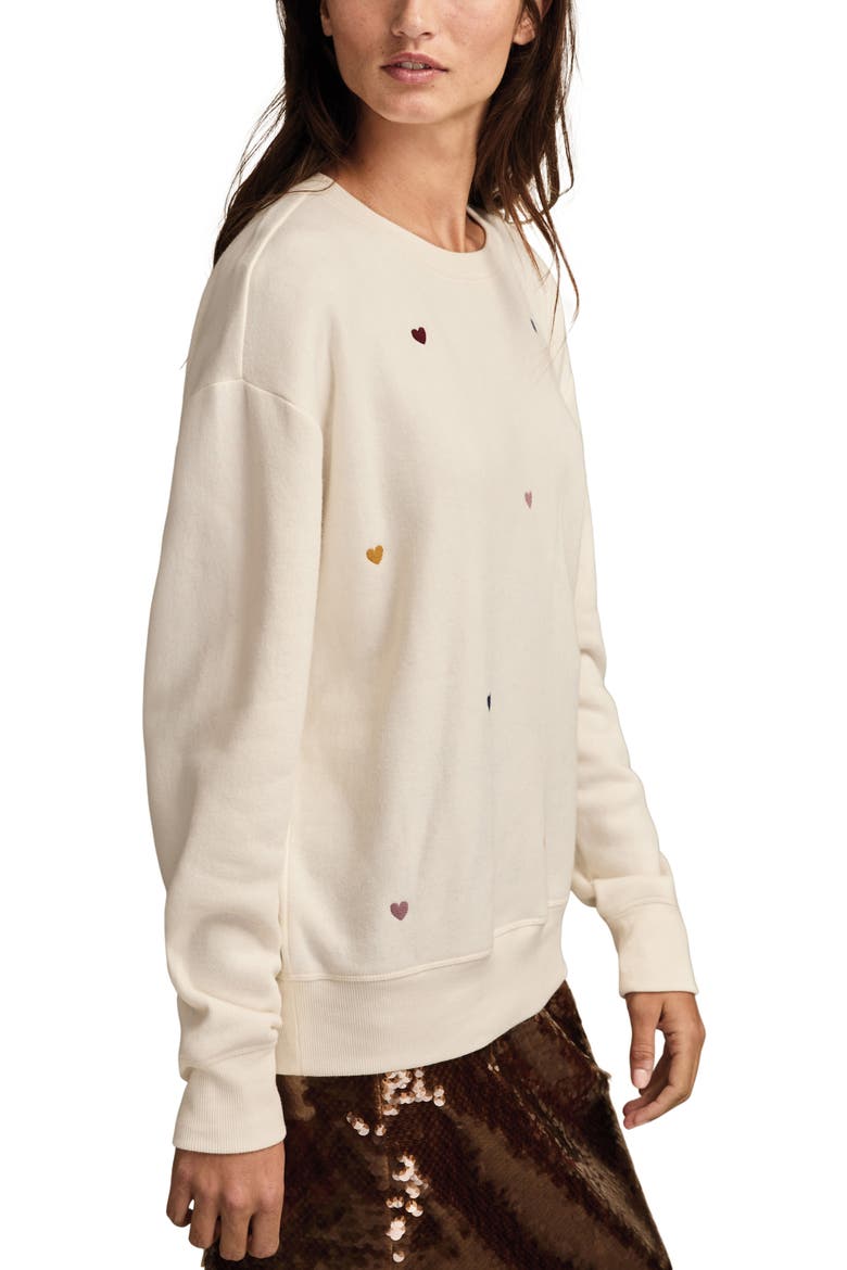 Valentine Heart Crewneck Sweatshirt, Alternate, color, CREAM MULTI
