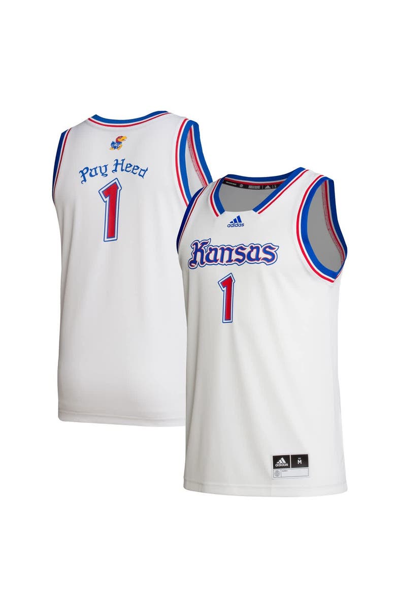 adidas Men's adidas #1 White Kansas Jayhawks Alternate Swingman Jersey, Main, color, White