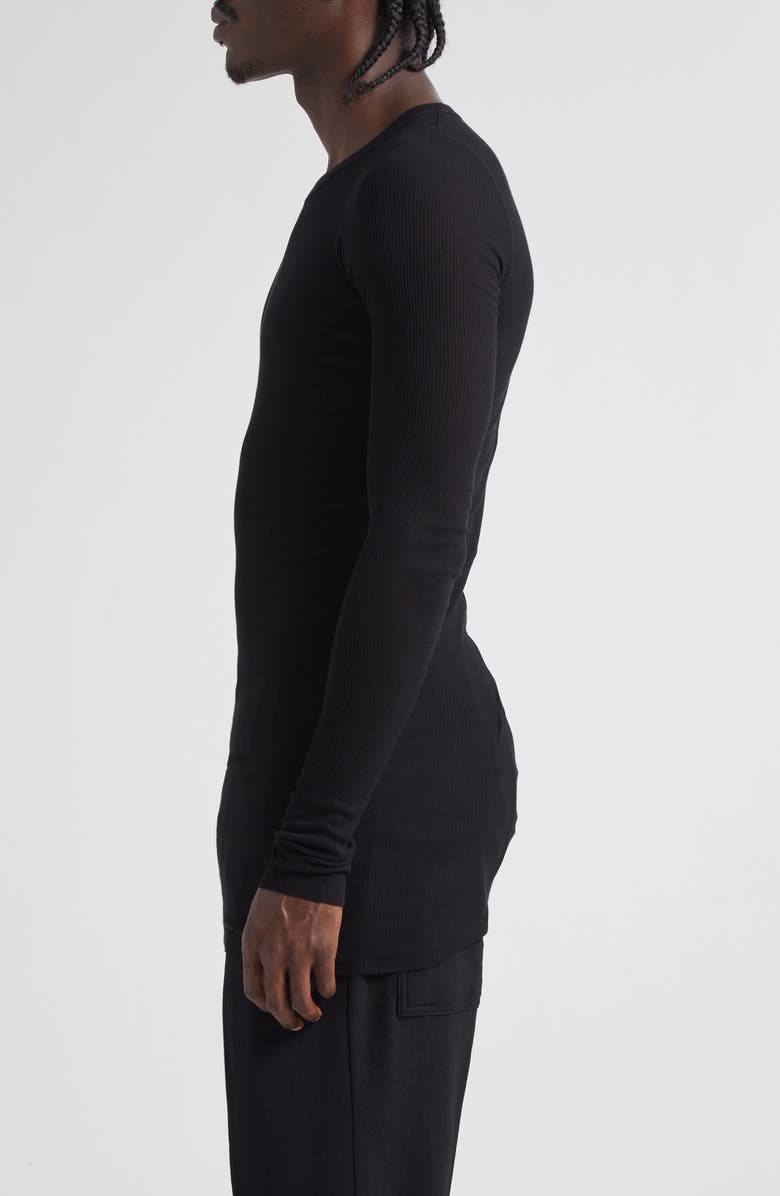 Rick Owens Long Sleeve Rib T-Shirt, Alternate, color, Black