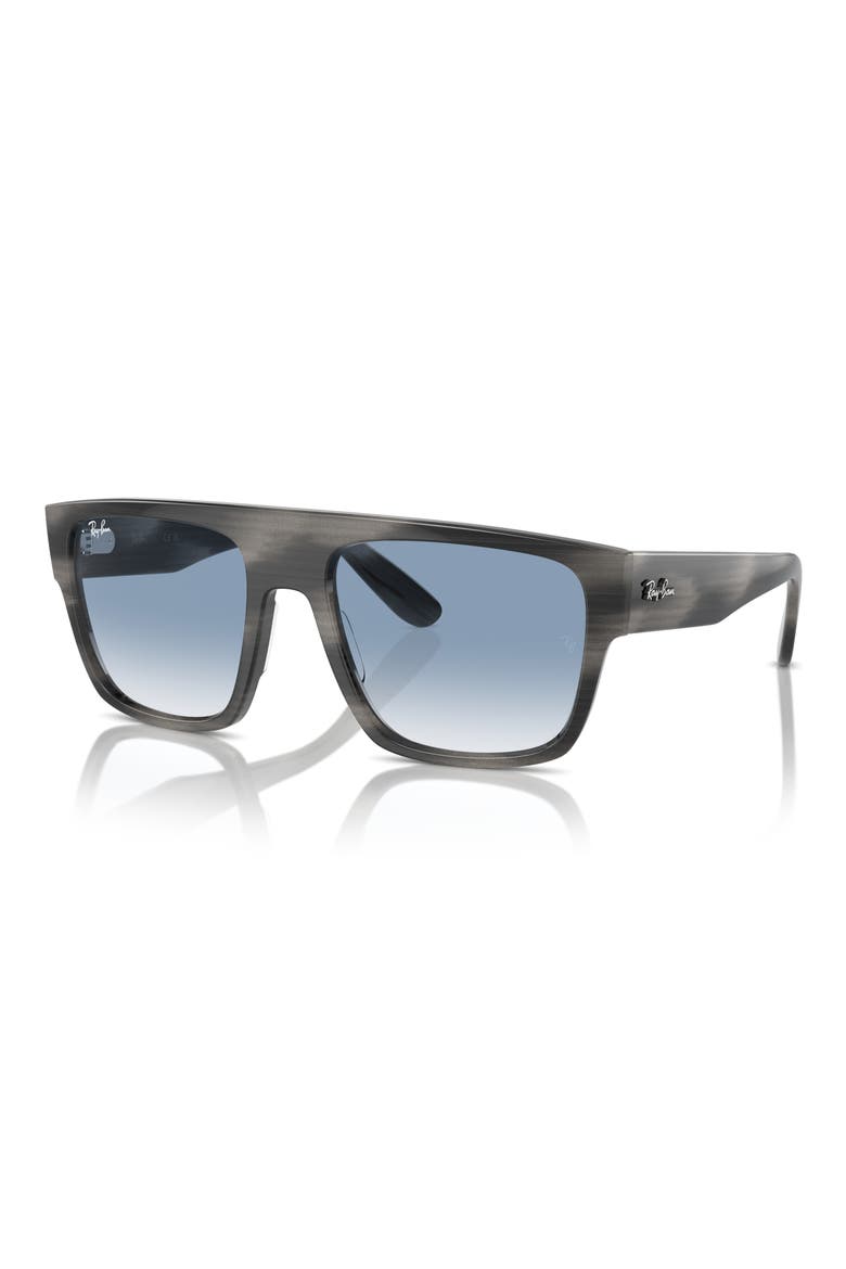 57mm Square Sunglasses, Alternate, color, BRNSTRPGRN