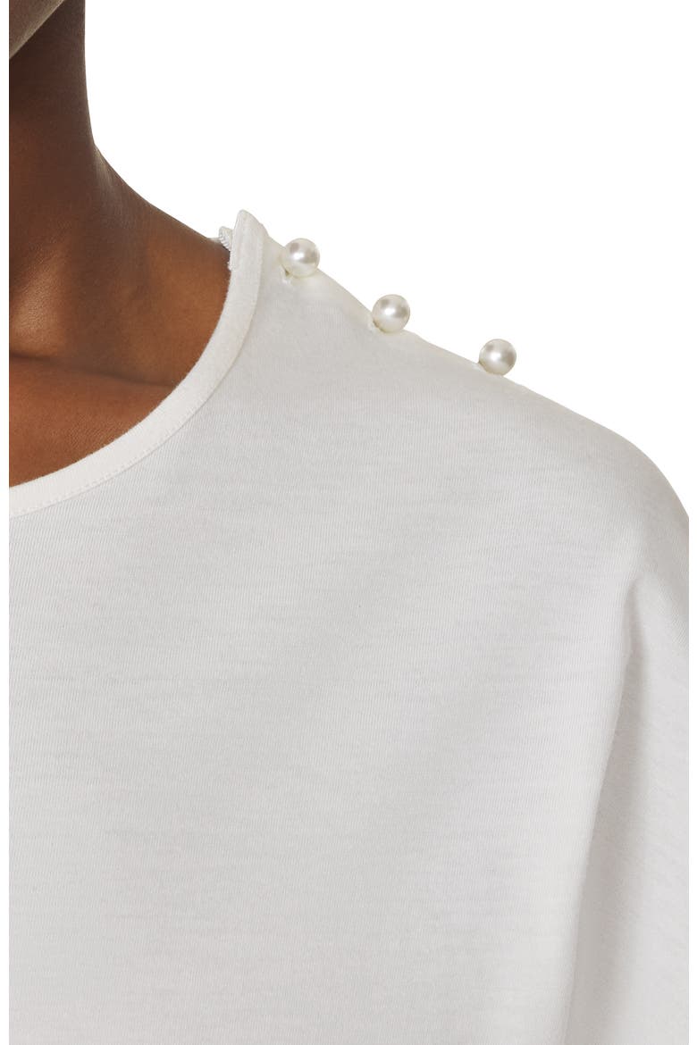Cape-Effect T-Shirt In Cotton And Silk, Alternate, color, White