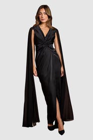 Coast Satin Cape Sleeve Maxi Dress
