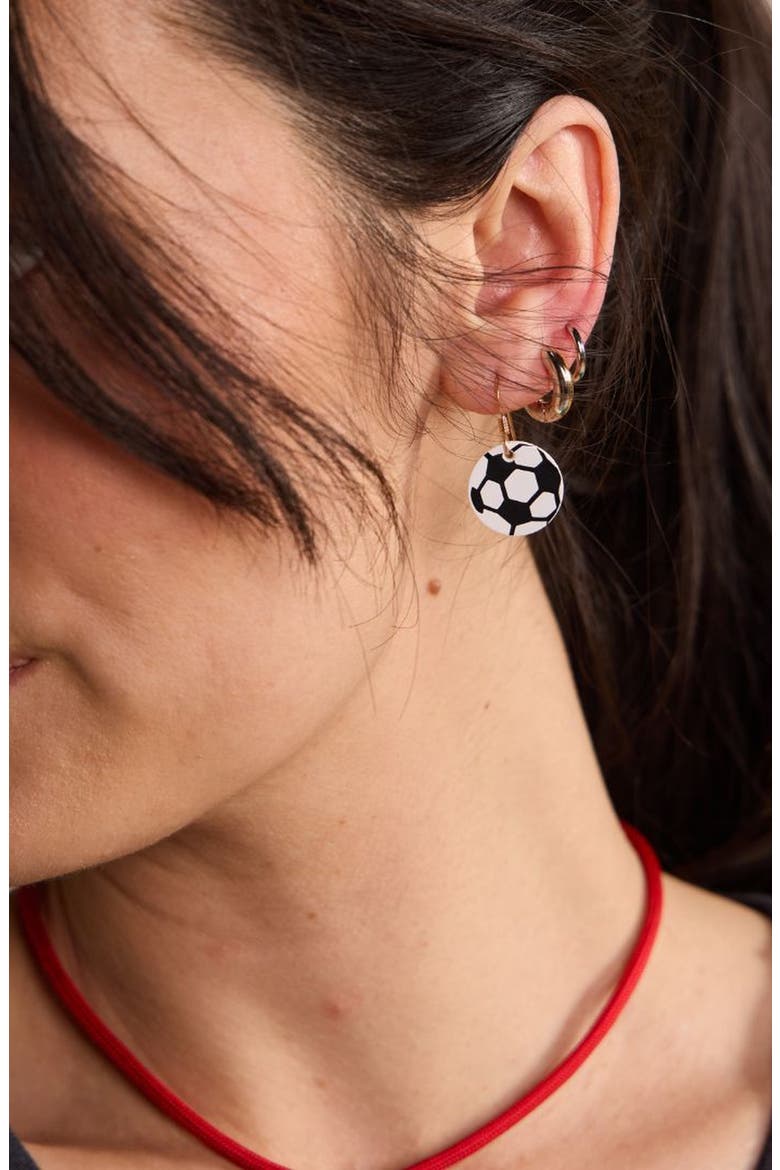 Mini Striker Soccer Ball Earrings, Alternate, color, White