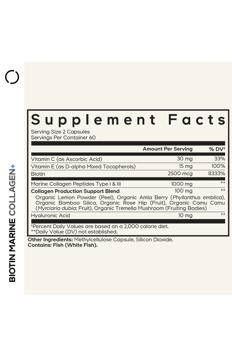 Codeage Biotin Marine Collagen Peptides Supplement, Alternate, color, White