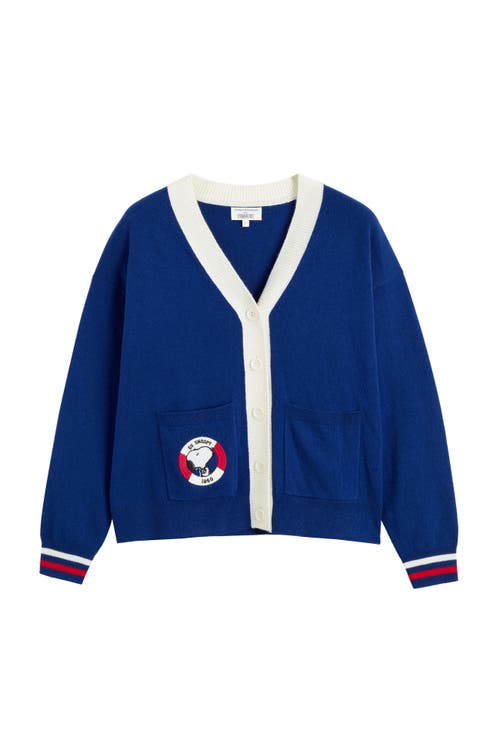 Chinti & Parker Snoopy Cardigan In Admiral Blue/multi