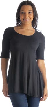 24seven Comfort Apparel Elbow Sleeve Swing Tunic Top