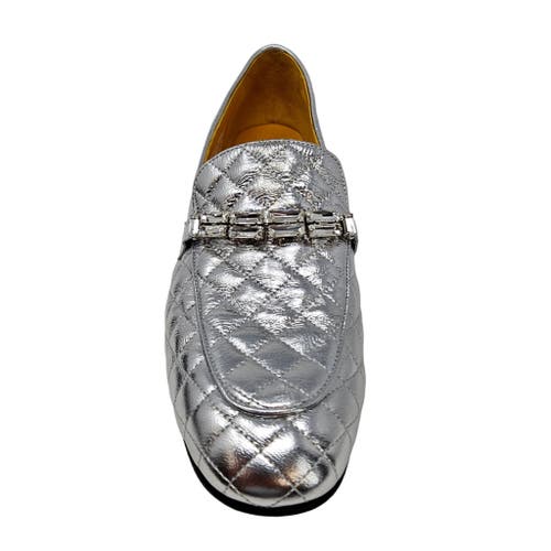 Madison Maison Flat Quilted Loafer In Silver