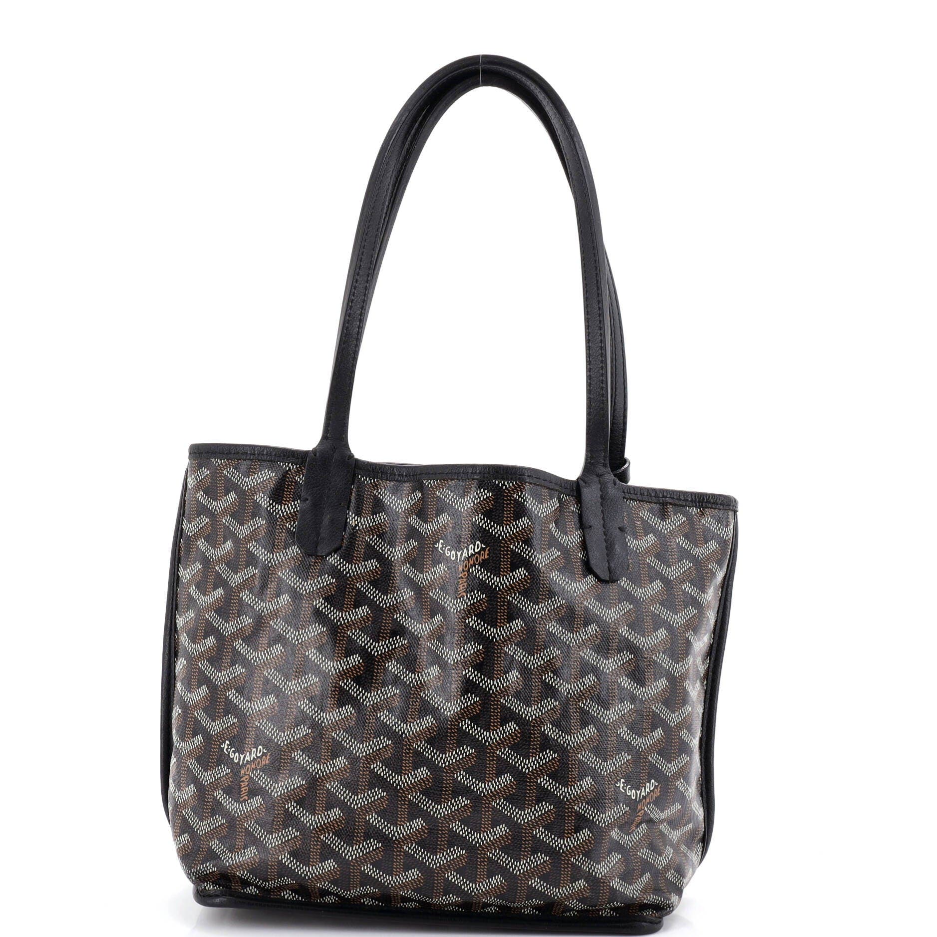 Pre-Owned Goyard Anjou Reversible Tote Coated Canvas Mini, Main, color, Black
