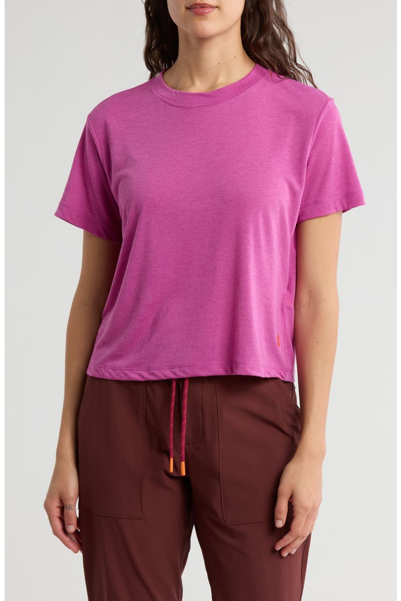 Paseo Travel Crop T-Shirt, Main, color, FOXGLOVE